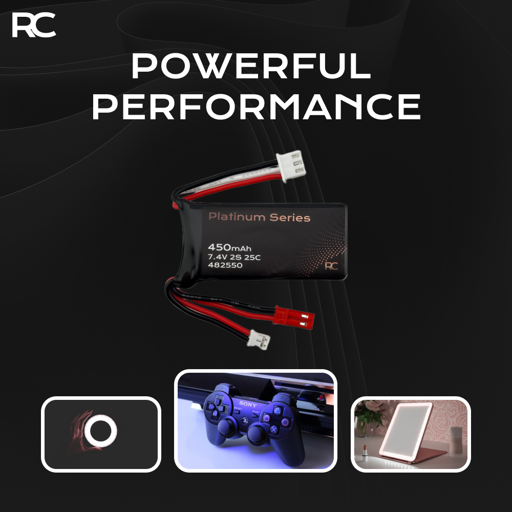 7.4V 450mAh 48250 with JST PH 2, JST XH 3P, & JST Connectors