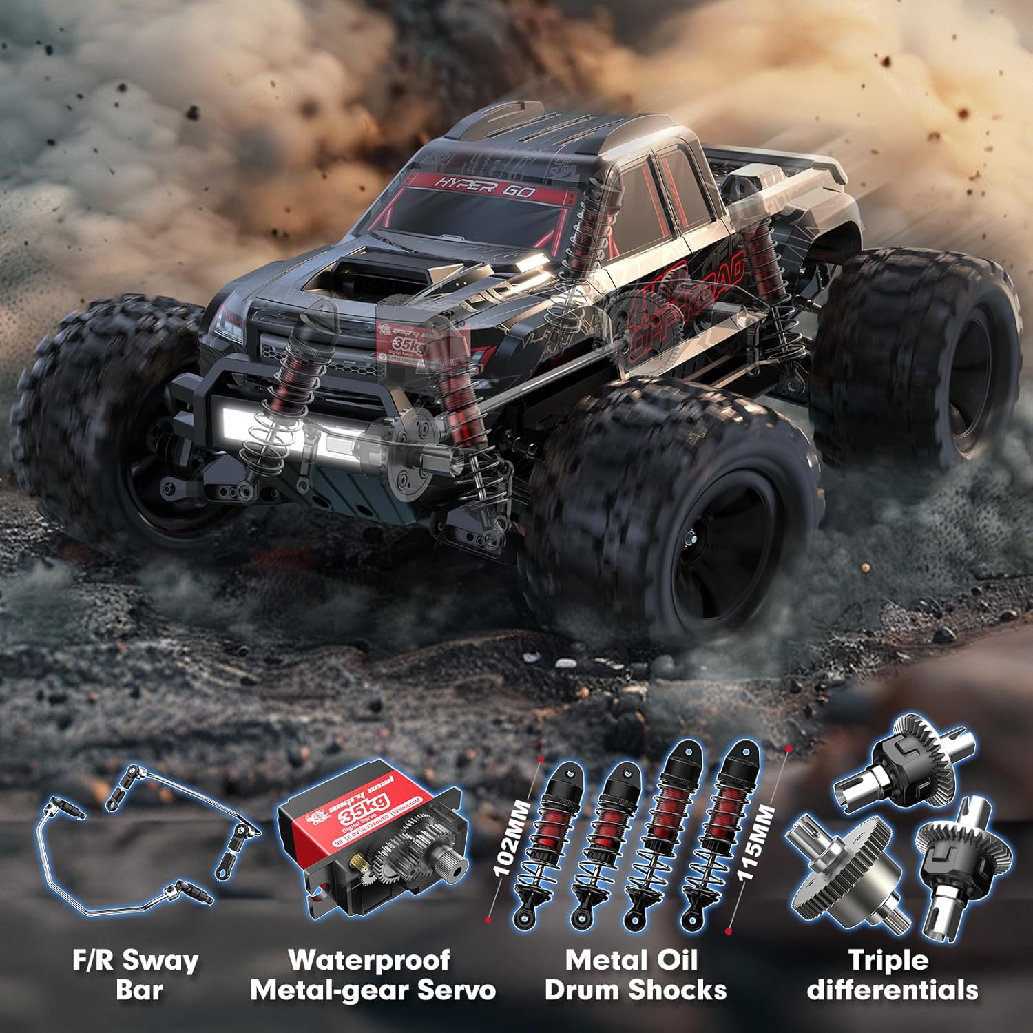 10208 V2 1/10 RC Trucks 4X4, Brushless RC Cars for Adults 50mph, RTR Hobby 3S Electric Powered High Speed RC Car - RC Battery Depot - RC Truck