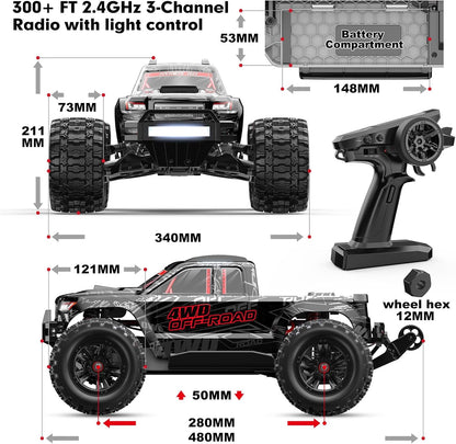 10208 V2 1/10 RC Trucks 4X4, Brushless RC Cars for Adults 50mph, RTR Hobby 3S Electric Powered High Speed RC Car - RC Battery Depot - RC Truck