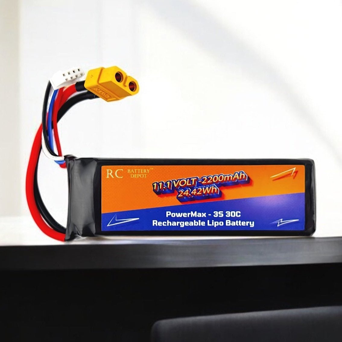 11.1V 2200mAh 3S 30C XT60 Plug RC LiPo Battery - RC Battery Depot - RC Battery