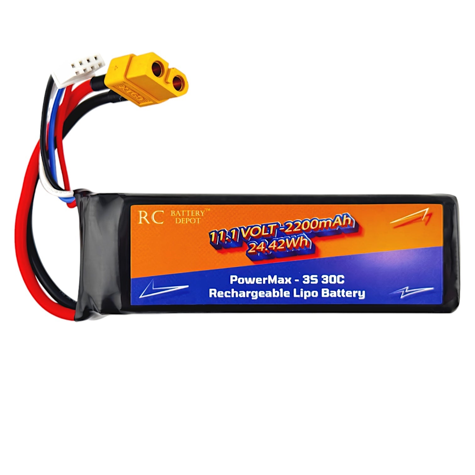 11.1V 2200mAh 3S 30C XT60 Plug RC LiPo Battery - RC Battery Depot - RC Battery