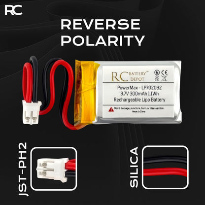 3.7V 300mAh 702032 LiPo with JST - PH2.0 2 - Pin Connector - RC Battery Depot - RC Battery