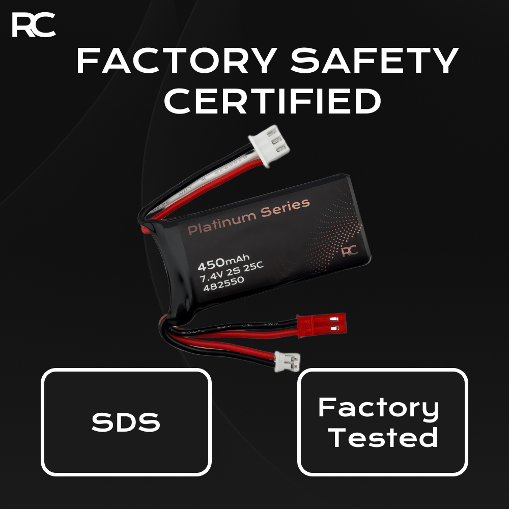 7.4V 450mAh 48250 with JST PH 2, JST XH 3P, & JST Connectors - RC Battery Depot - RC Battery