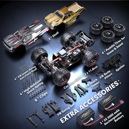 HYPER GO H14BM 1/14 Brushless RC Cars for Adults Fast 50 mph, RC Trucks 4X4 Offroad Waterproof, Electric Powered High Speed RC Car, Scary Fast Extreme RC Truggy with 3S Battery for Snow Sand - RC Battery Depot - RC Truck